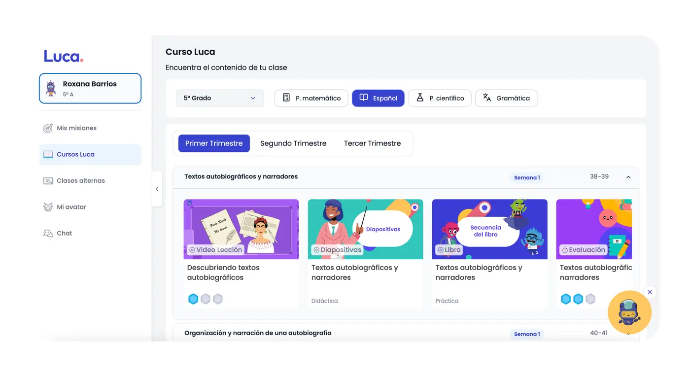 Videolección de aula invertida en la plataforma Luca