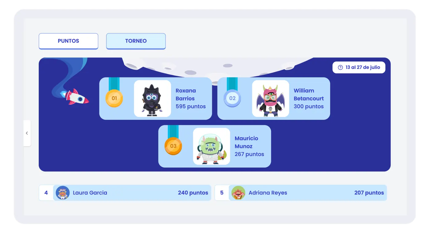 Torneos y gamificación en la plataforma Luca